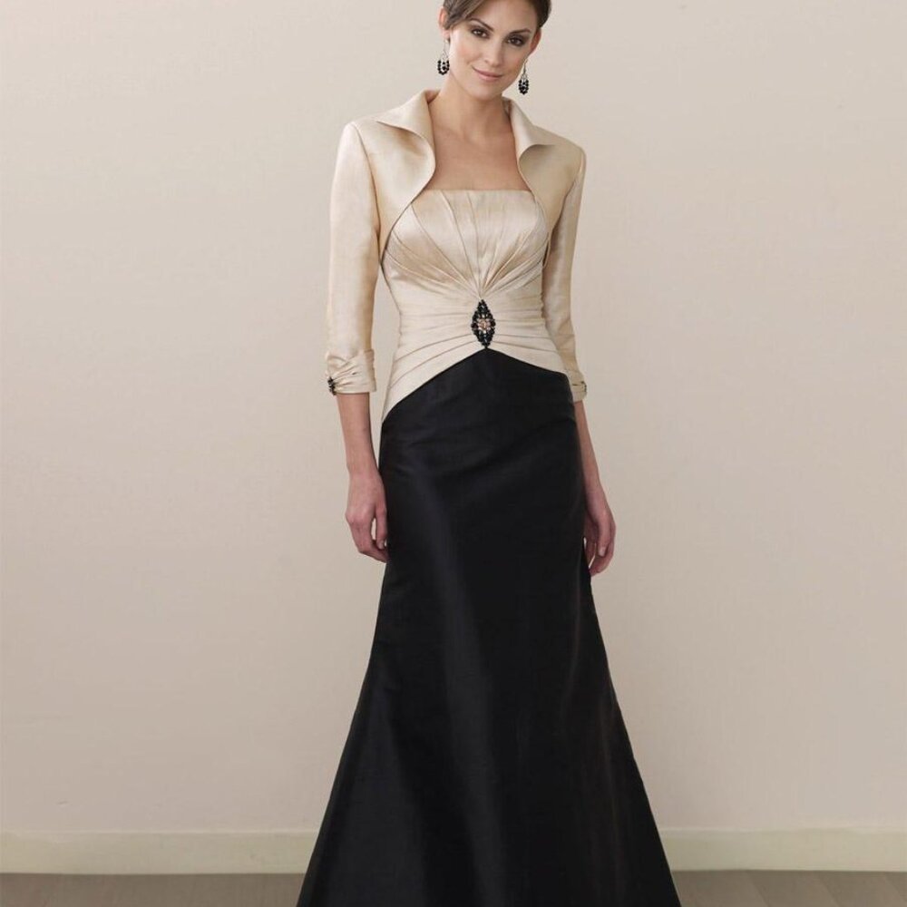 Montage by Mon Cheri Gown Silk, Black & Champagne Sz 20
